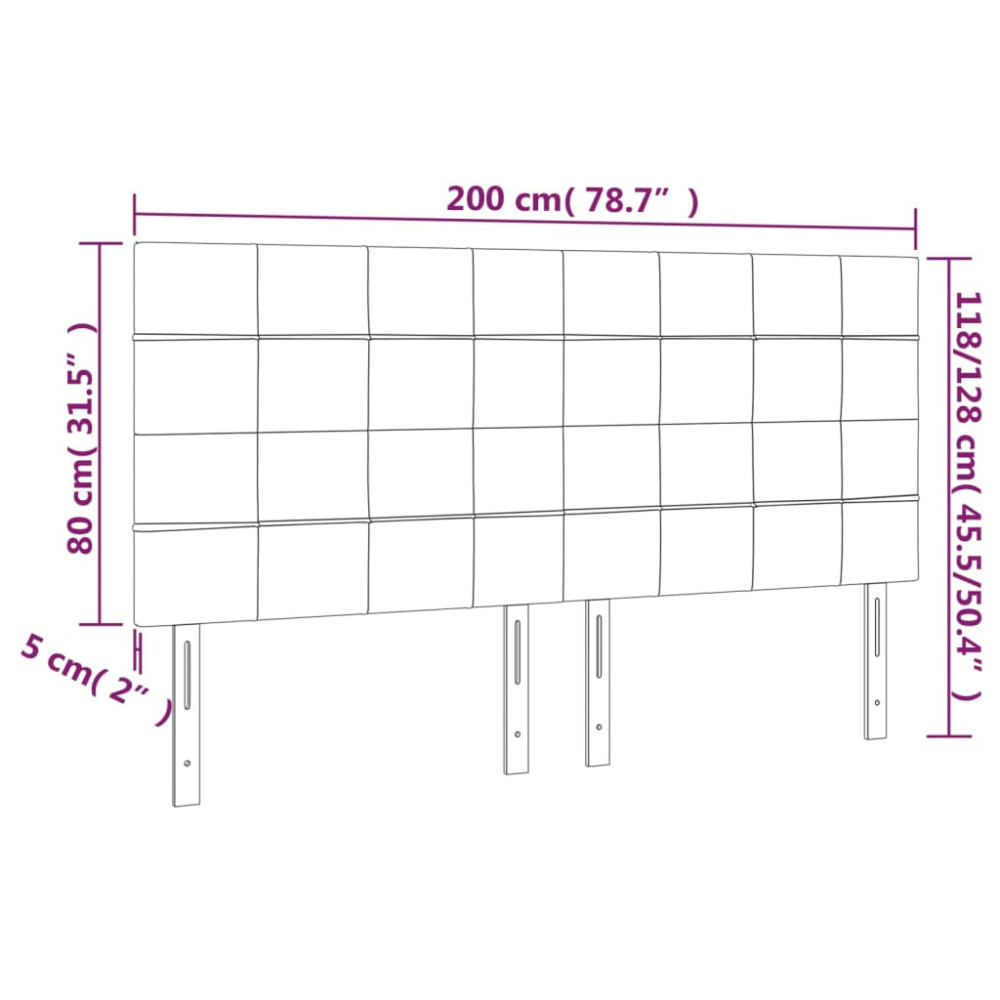 Produktbild för Sänggavel LED rosa 200x5x118/128 cm sammet