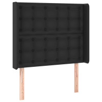 Produktbild för Ramsäng med madrass & LED svart 80x200 cm konstläder