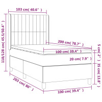 Produktbild för Ramsäng med madrass & LED mörkgrå 100x200 cm sammet