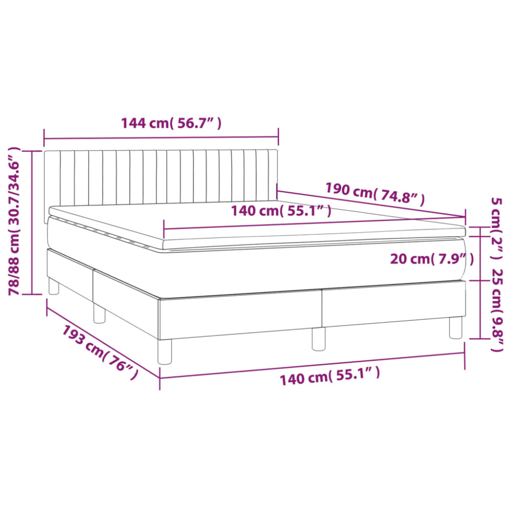Produktbild för Ramsäng med madrass mörkgrå 140x190 cm tyg