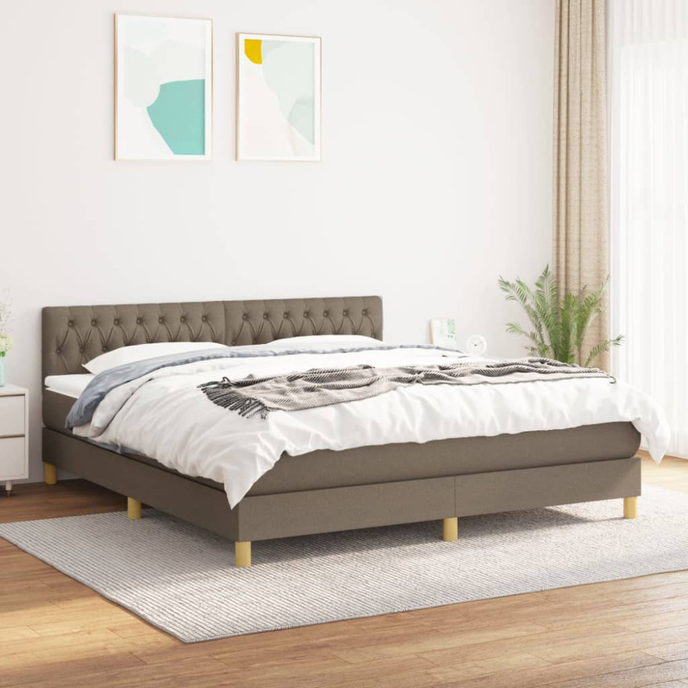 Produktbild för Ramsäng med madrass taupe 180x200 cm tyg