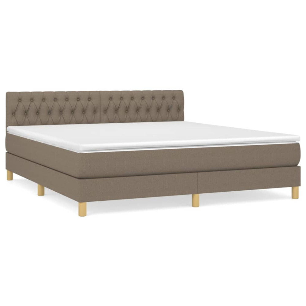 Produktbild för Ramsäng med madrass taupe 180x200 cm tyg