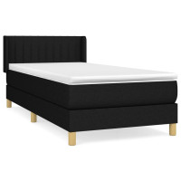 Produktbild för Ramsäng med madrass svart 90x190 cm tyg