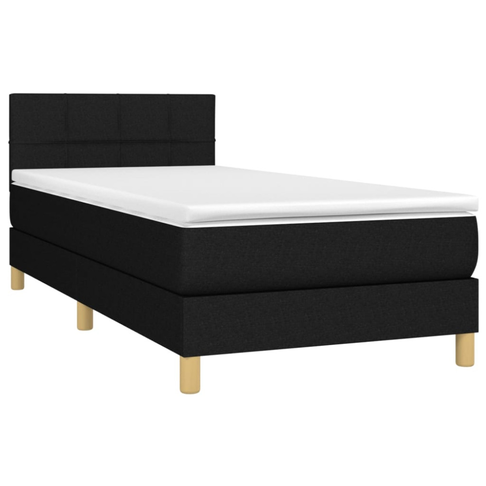 Produktbild för Ramsäng med madrass svart 90x190 cm tyg