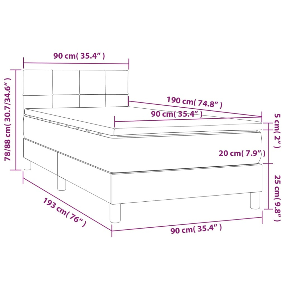Produktbild för Ramsäng med madrass svart 90x190 cm tyg