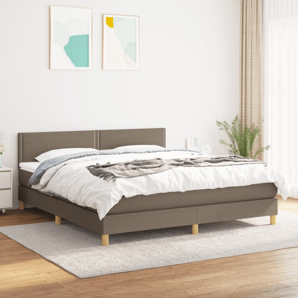Produktbild för Ramsäng med madrass taupe 180x200 cm tyg