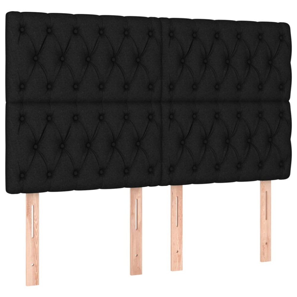 Produktbild för Ramsäng med madrass svart 140x200 cm tyg