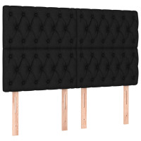 Produktbild för Ramsäng med madrass svart 140x200 cm tyg