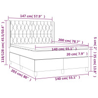 Produktbild för Ramsäng med madrass svart 140x200 cm tyg