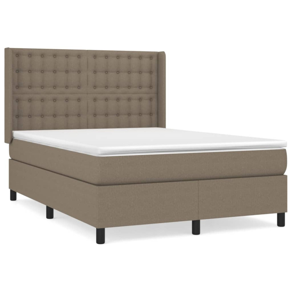 Produktbild för Ramsäng med madrass taupe 140x200 cm tyg