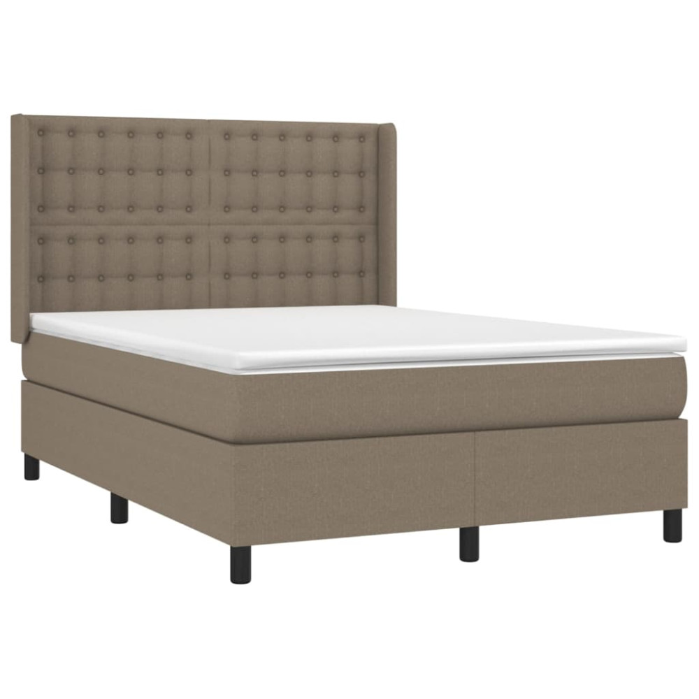 Produktbild för Ramsäng med madrass taupe 140x200 cm tyg