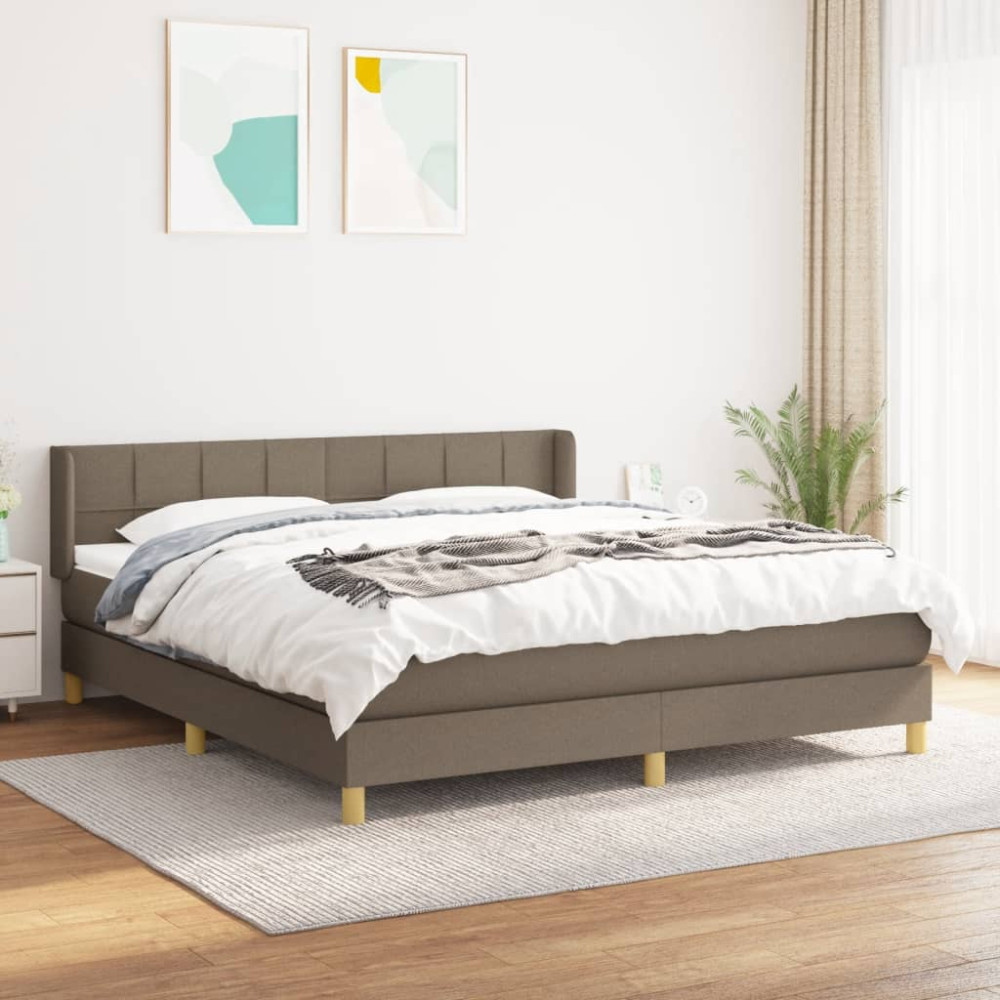 Produktbild för Ramsäng med madrass taupe 180x200 cm tyg