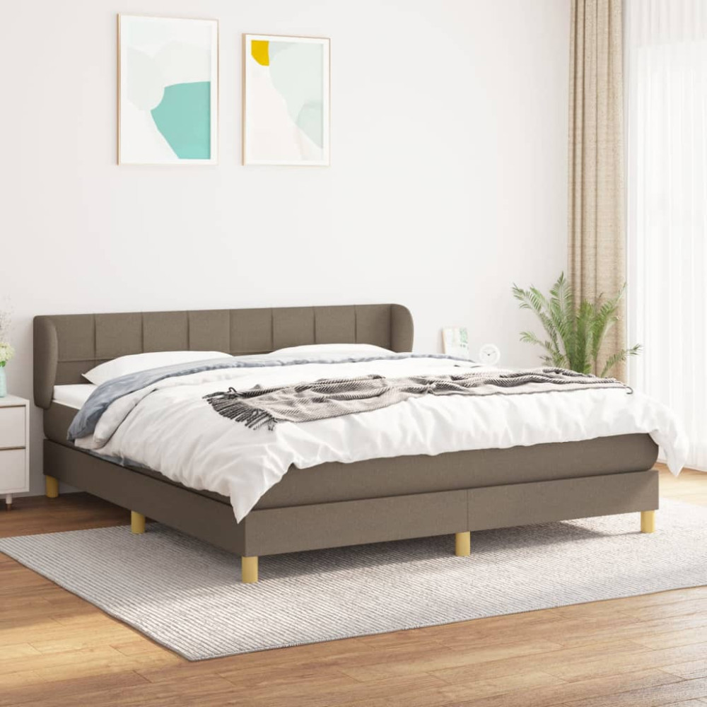 Produktbild för Ramsäng med madrass taupe 180x200 cm tyg