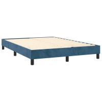 Produktbild för Ramsäng med madrass & LED mörkblå 140x190 cm sammet