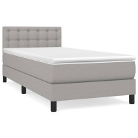 Produktbild för Ramsäng med madrass ljusgrå 90x190 cm tyg