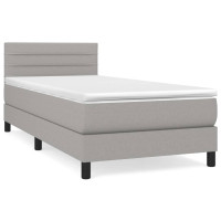 Produktbild för Ramsäng med madrass ljusgrå 90x190 cm tyg