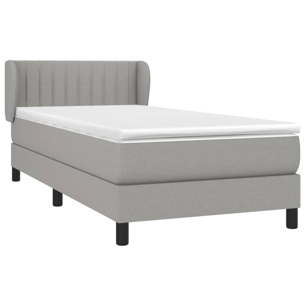 Produktbild för Ramsäng med madrass ljusgrå 90x190 cm tyg