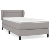 Produktbild för Ramsäng med madrass ljusgrå 90x190 cm tyg