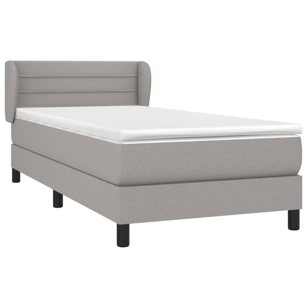 Produktbild för Ramsäng med madrass ljusgrå 90x190 cm tyg