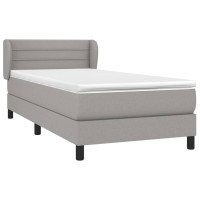 Produktbild för Ramsäng med madrass ljusgrå 90x190 cm tyg