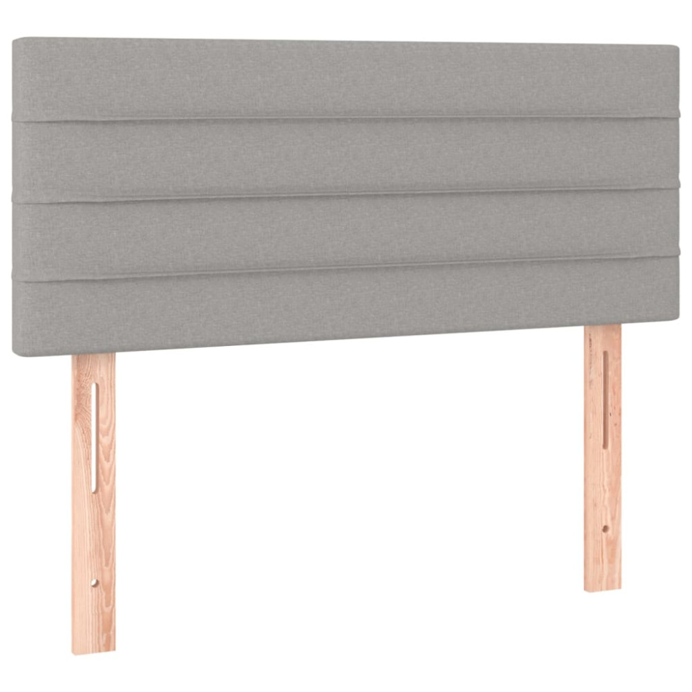Produktbild för Ramsäng med madrass ljusgrå 90x190 cm tyg