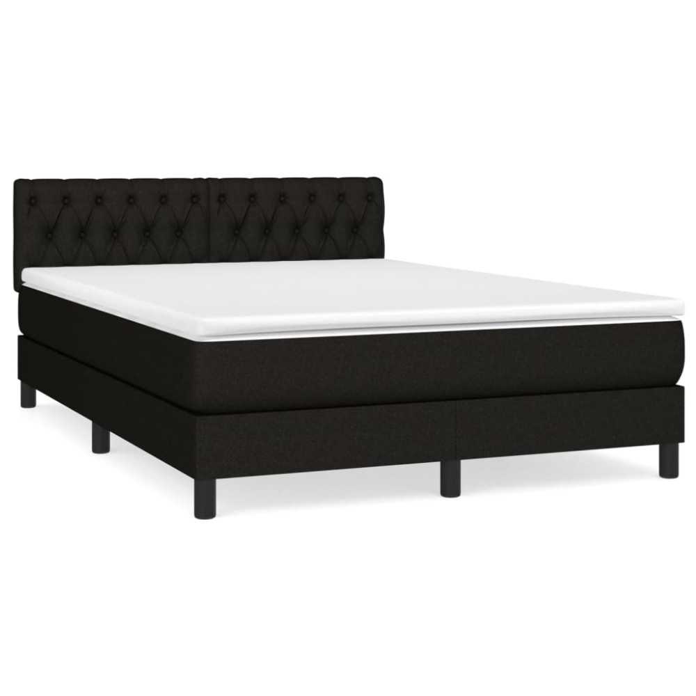 Produktbild för Ramsäng med madrass svart 140x190 cm tyg