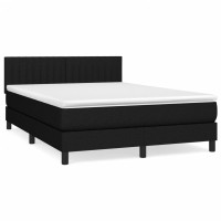 Produktbild för Ramsäng med madrass svart 140x190 cm tyg
