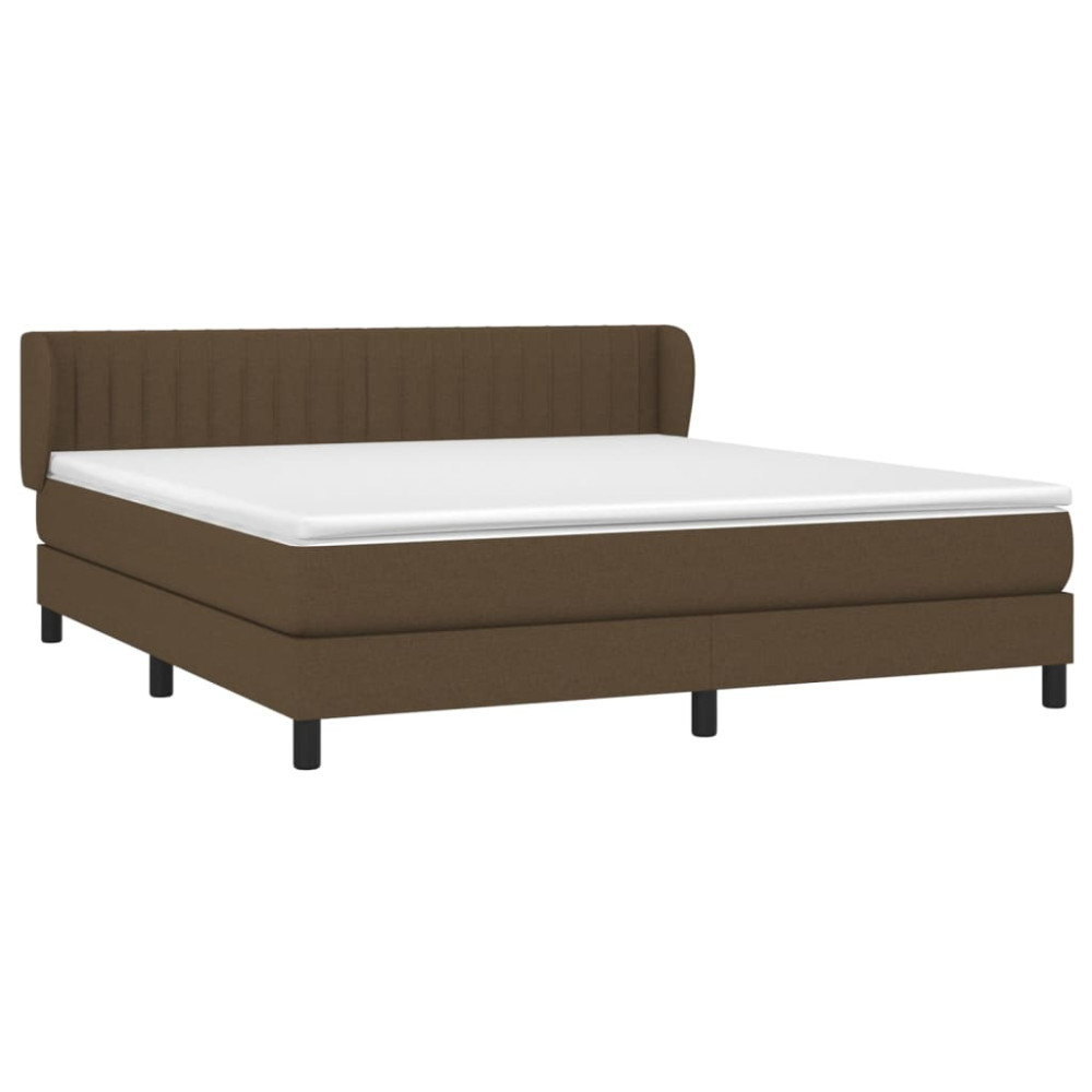 Produktbild för Ramsäng med madrass mörkbrun 180x200 cm tyg