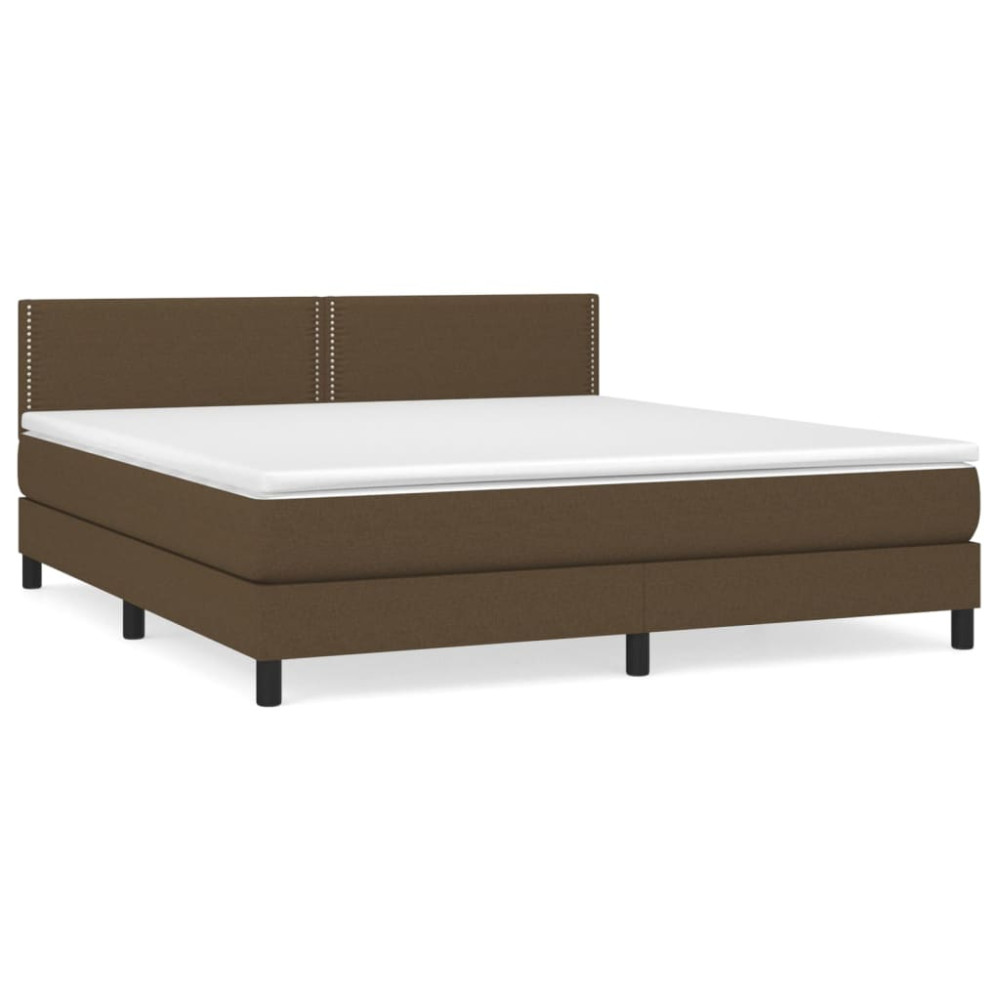Produktbild för Ramsäng med madrass mörkbrun 180x200 cm tyg