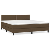 Produktbild för Ramsäng med madrass mörkbrun 180x200 cm tyg