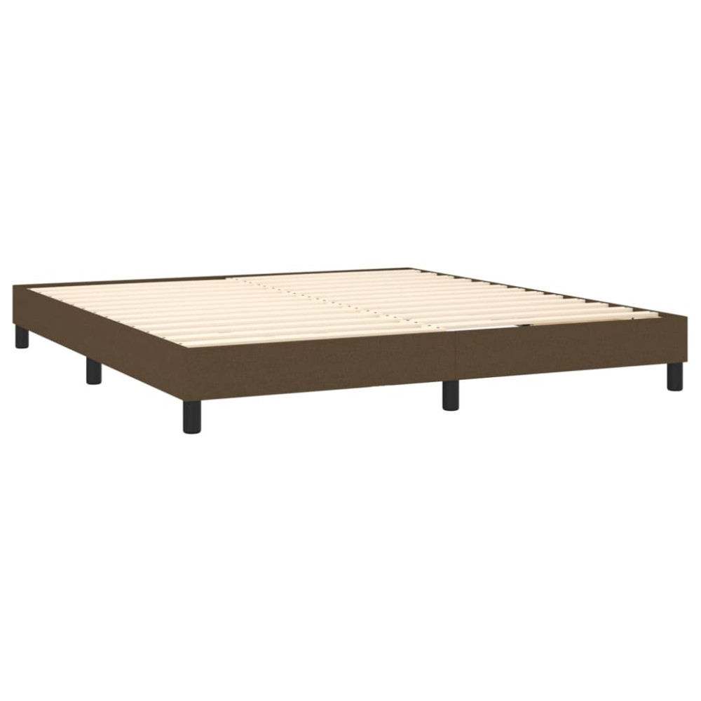 Produktbild för Ramsäng med madrass mörkbrun 180x200 cm tyg