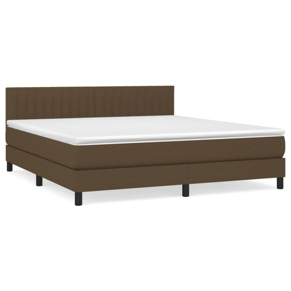 Produktbild för Ramsäng med madrass mörkbrun 180x200 cm tyg