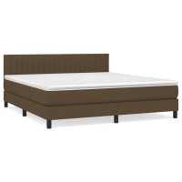 Produktbild för Ramsäng med madrass mörkbrun 180x200 cm tyg