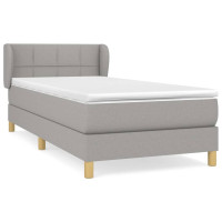 Produktbild för Ramsäng med madrass ljusgrå 90x190 cm tyg