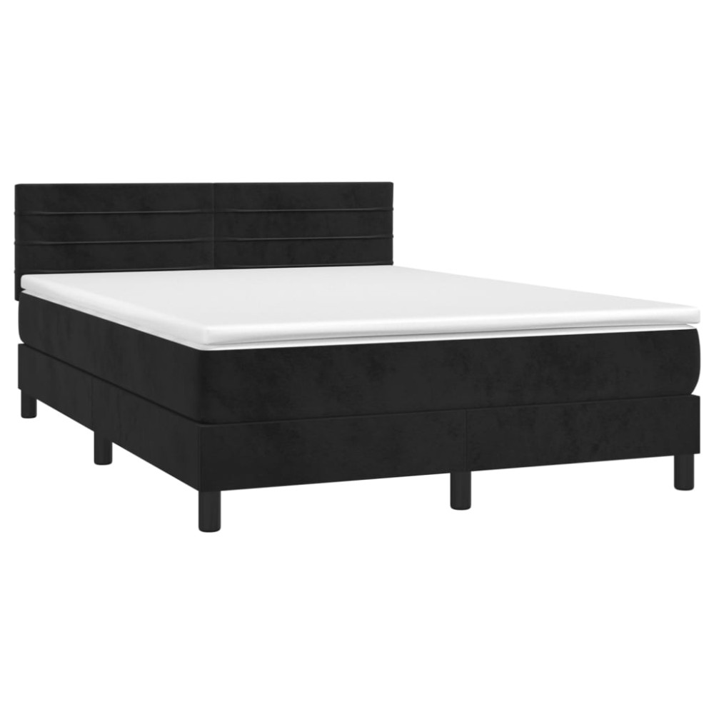 Produktbild för Ramsäng med madrass svart 140x200 cm sammet