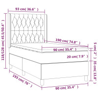 Produktbild för Ramsäng med madrass & LED svart 90x190 cm tyg