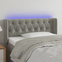 Produktbild för Sänggavel LED ljusgrå 103x16x78/88 cm sammet