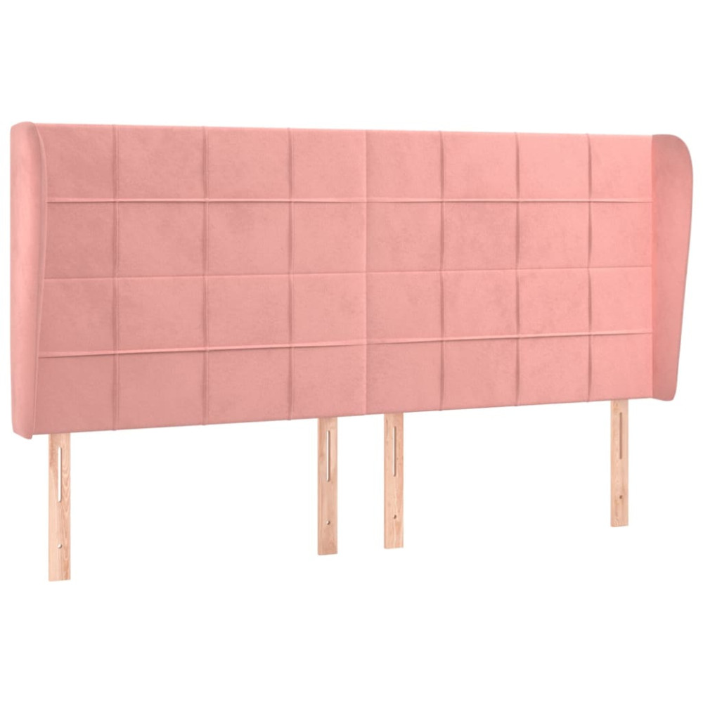 Produktbild för Sänggavel med kanter rosa 203x23x118/128 cm sammet