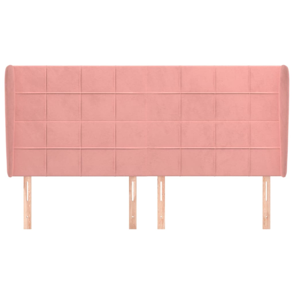 Produktbild för Sänggavel med kanter rosa 203x23x118/128 cm sammet