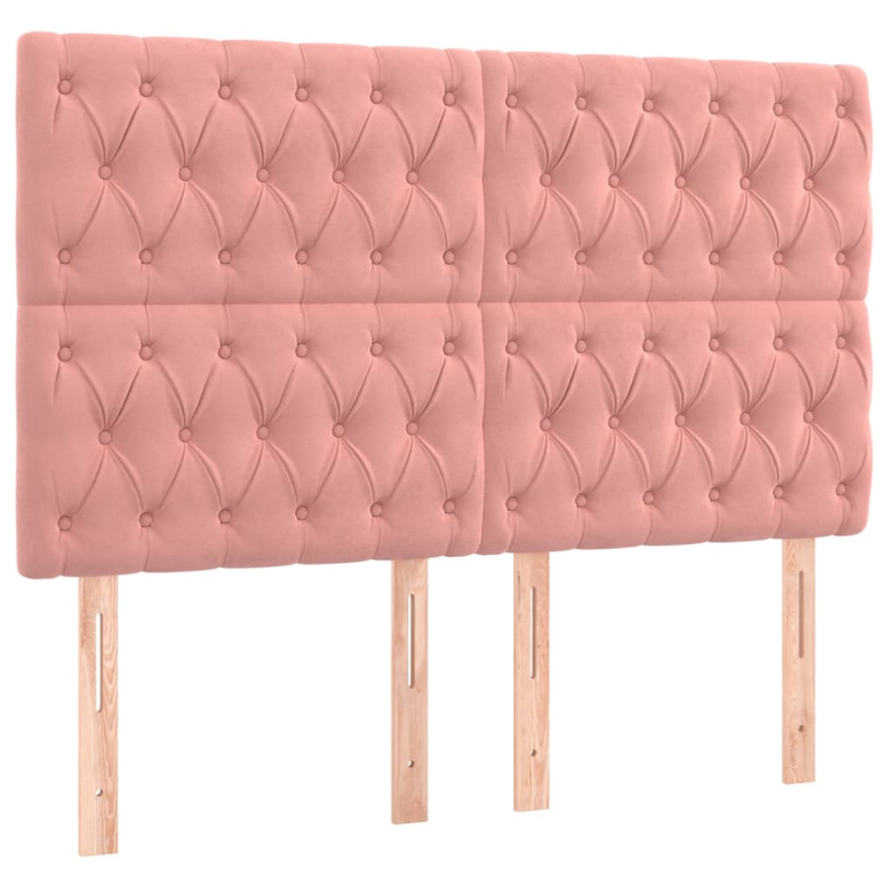 Produktbild för Sänggavel rosa 144x7x118/128 cm sammet