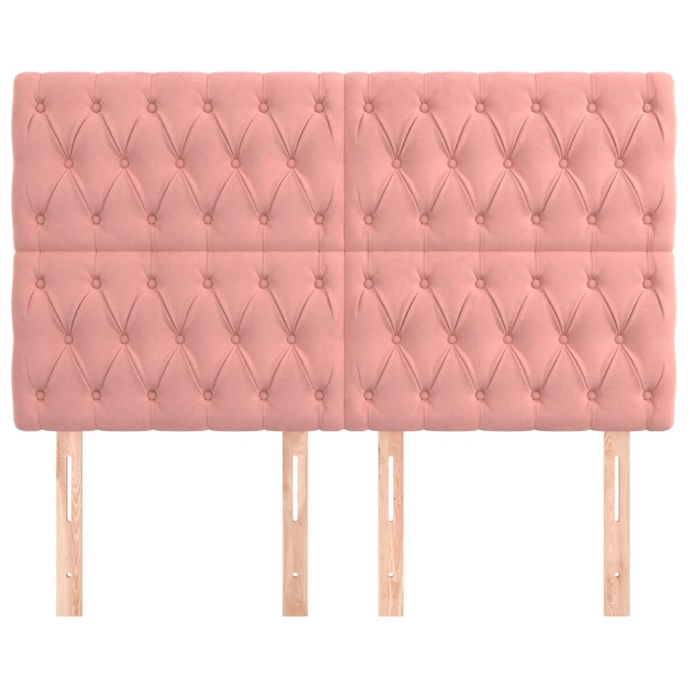 Produktbild för Sänggavel rosa 144x7x118/128 cm sammet