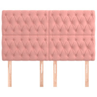 Produktbild för Sänggavel rosa 144x7x118/128 cm sammet