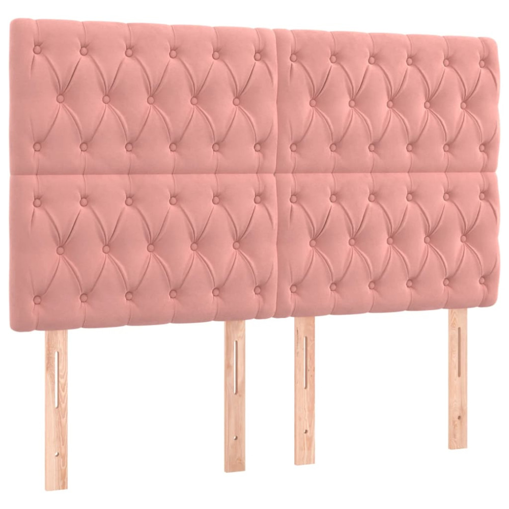 Produktbild för Sänggavel LED rosa 144x7x118/128 cm sammet