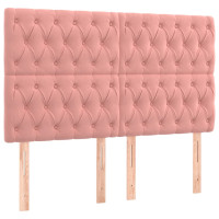 Produktbild för Sänggavel LED rosa 144x7x118/128 cm sammet