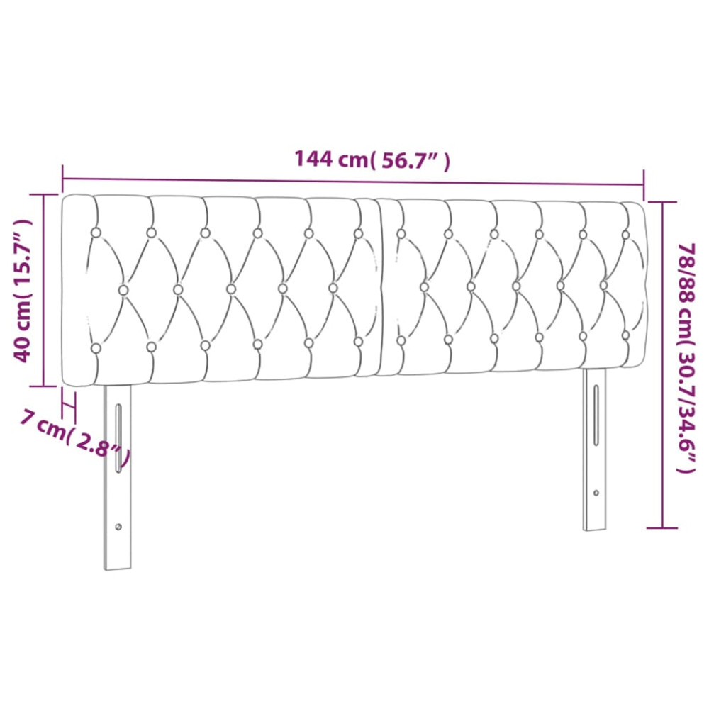 Produktbild för Sänggavel LED rosa 144x7x78/88 cm sammet