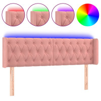 Produktbild för Sänggavel LED rosa 147x16x78/88 cm sammet