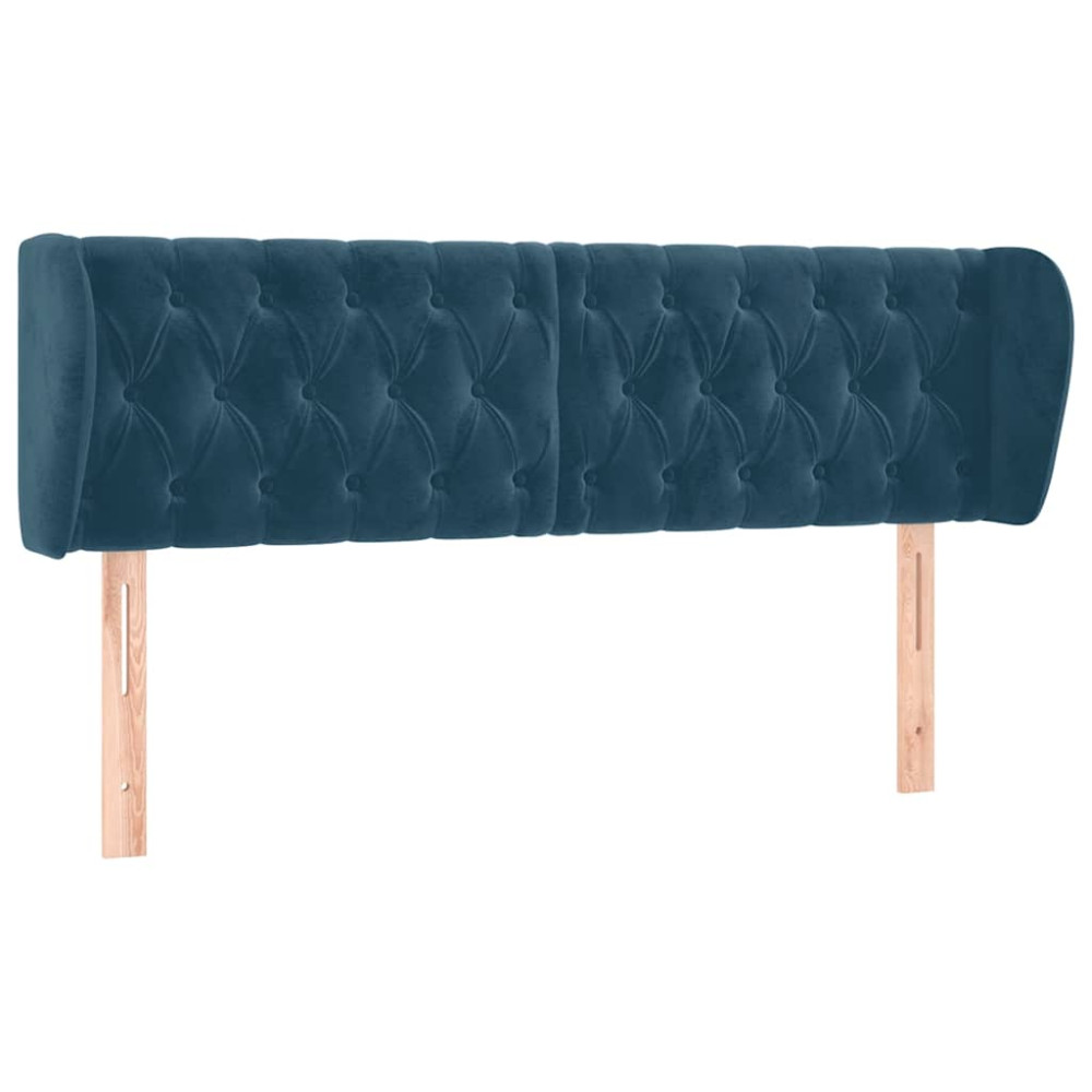 Produktbild för Sänggavel med kanter blå 147x23x78/88 cm sammet
