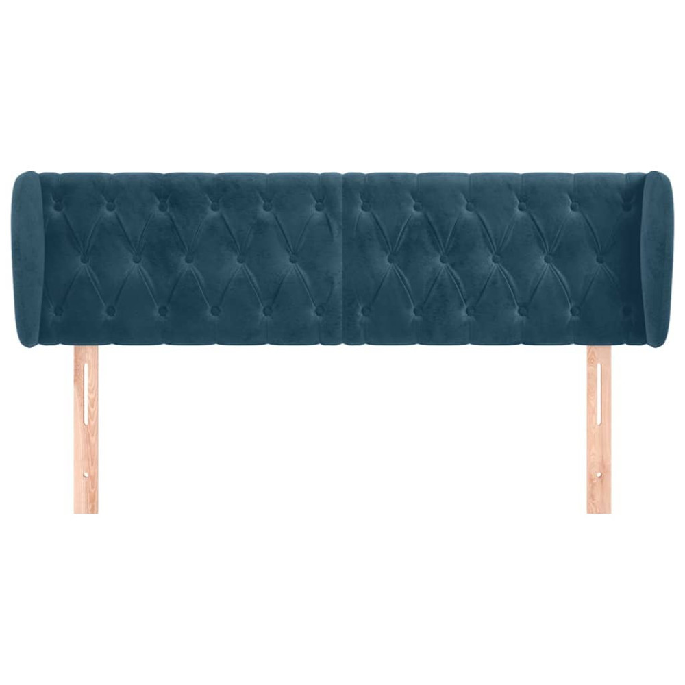 Produktbild för Sänggavel med kanter blå 147x23x78/88 cm sammet