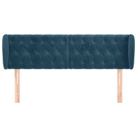 Produktbild för Sänggavel med kanter blå 147x23x78/88 cm sammet