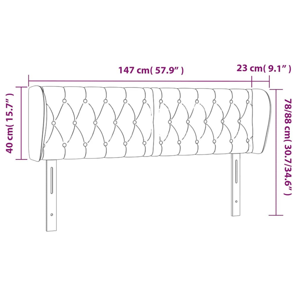 Produktbild för Sänggavel med kanter blå 147x23x78/88 cm sammet